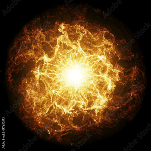 Obraz na plátně Inferno fireball. Abstract burning sphere with glowing flames.