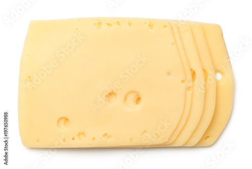Cheese Slices Isolated on White Background