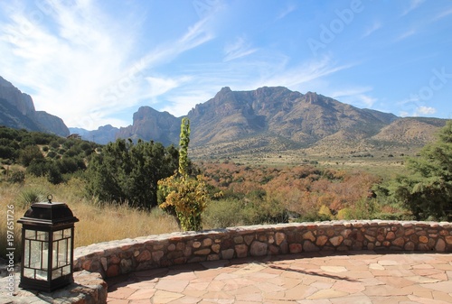A rocky mountain with desert landscape on a sunny day