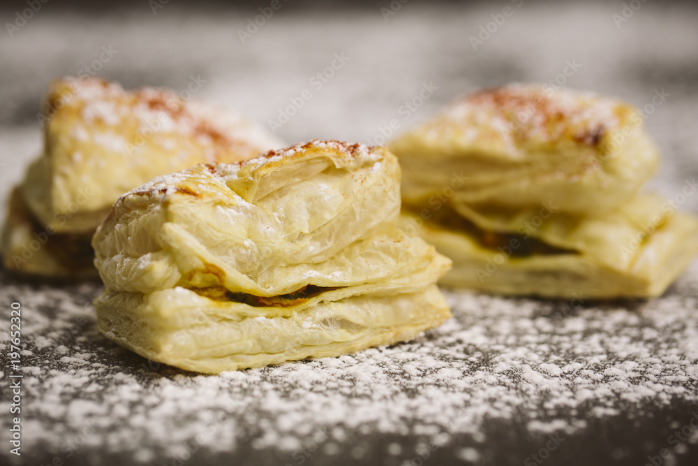 Puff pastry with seeds above