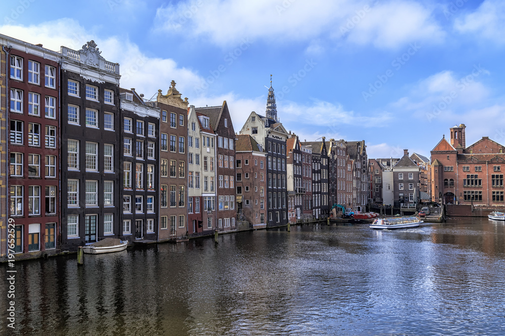 Traditional old buildings in Amsterdam.
