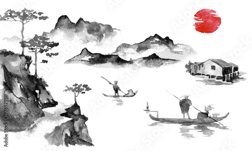 Εκτύπωση καμβά Japan traditional sumi-e painting