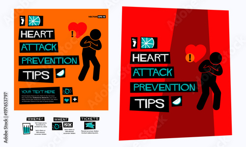 Heart Attack Prevention Tips Poster In Flat Style Retro Design Event Invitation with Venue and Time Details