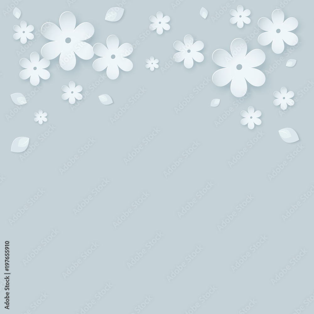 Paper flower background. Vector illustration on light gray blue Paper flower background. Vector illustration on light gray blue
