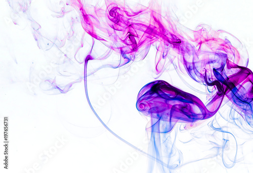 Colored smoke on white background