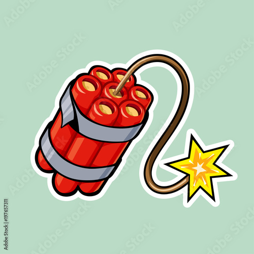 Dynamite with burning cord. TNT Bomb. Explode Weapon. Isolated