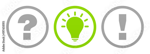 3 Buttons Question, Idea & Answer Grey/Green Outline