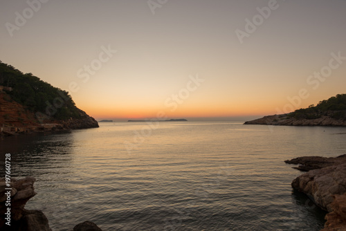 Sunrise at the Cala Sa Punta in Ibiza