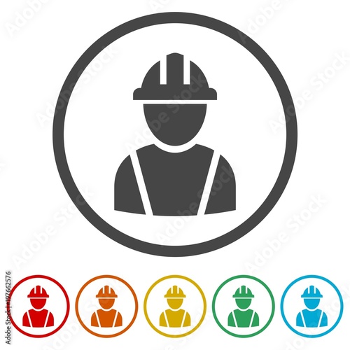 Contractor Icon, Workers icon, 6 Colors Included