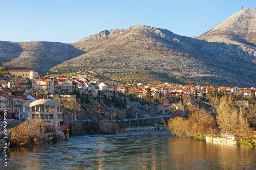 View of Trebisnjica river near Trebinje city  on  sunny day. Bosnia and Herzegovina