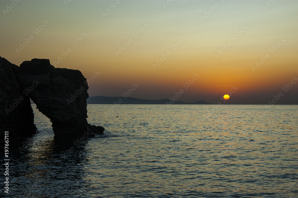 Agia Pelagia beach and sea view, sunrise, Crete, Greece