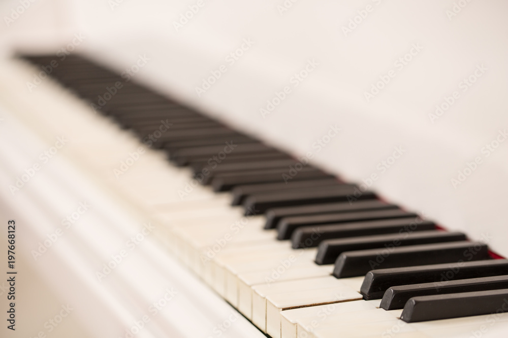 Piano keys viewed from above