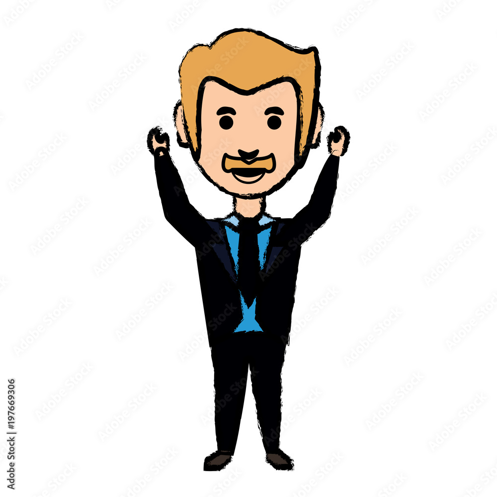 cartoon excited businessman with mustache icon over white background, colorful design. vector illustration cartoon excited businessman with mustache icon over white background, colorful design. vector illustration