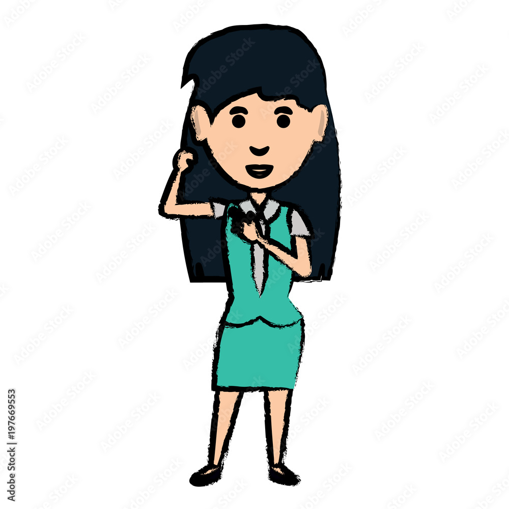 cartoon young businesswoman standing and talking on the cellphone icon over white background, colorful design. vector illustration cartoon young businesswoman standing and talking on the cellphone icon over white background, colorful design. vector illustration