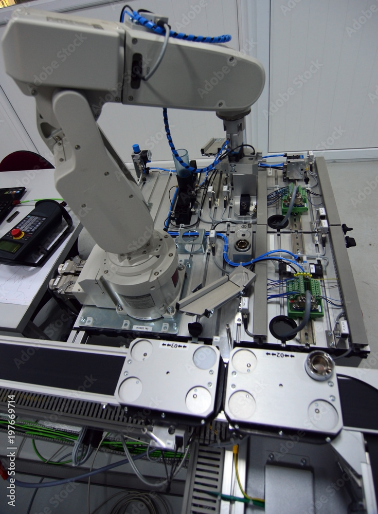 Industry 4.0 concept, smart factory manufacturing line is equipped with sensors. industrial automation line.