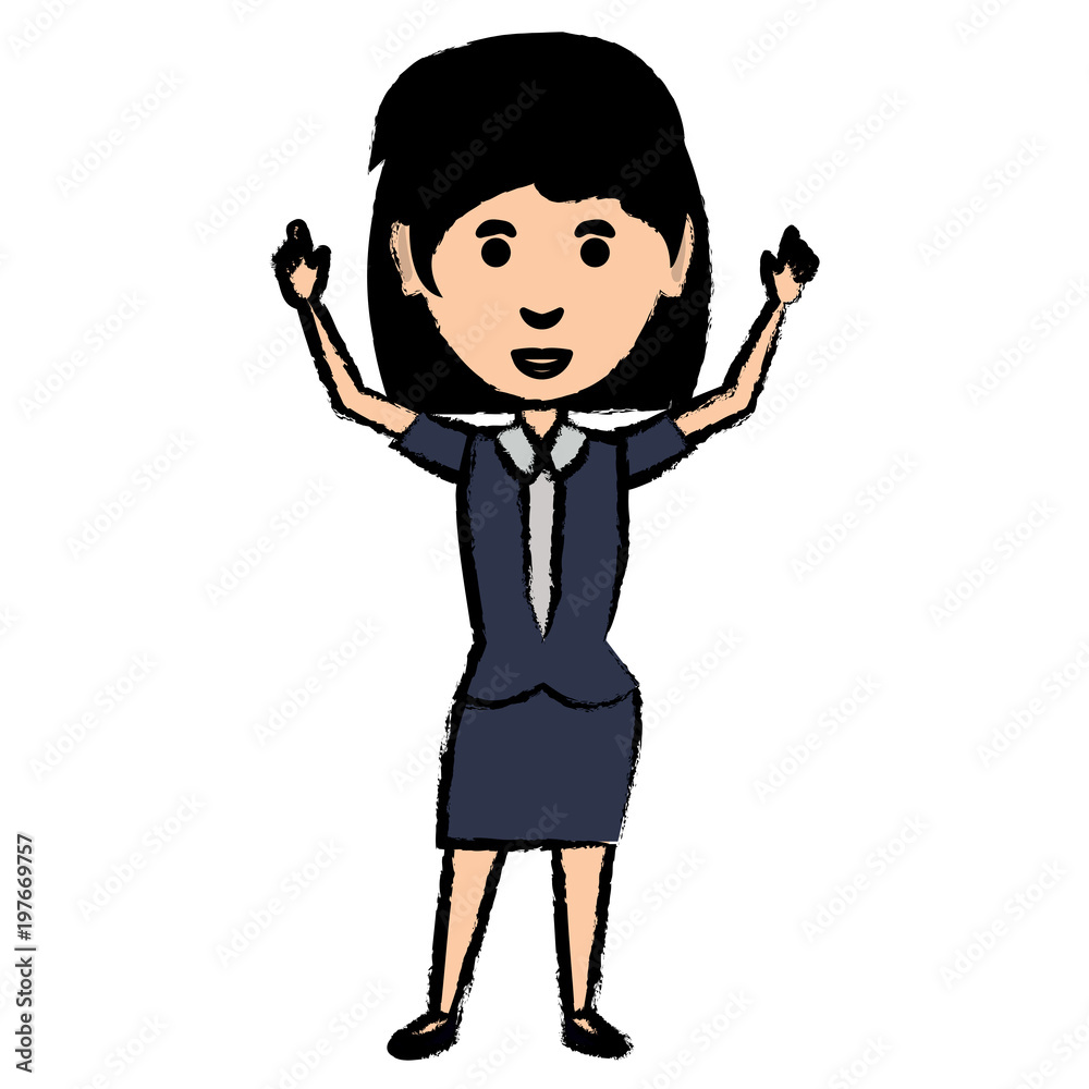 cartoon excited businesswoman icon over white background, vector illustration cartoon excited businesswoman icon over white background, vector illustration