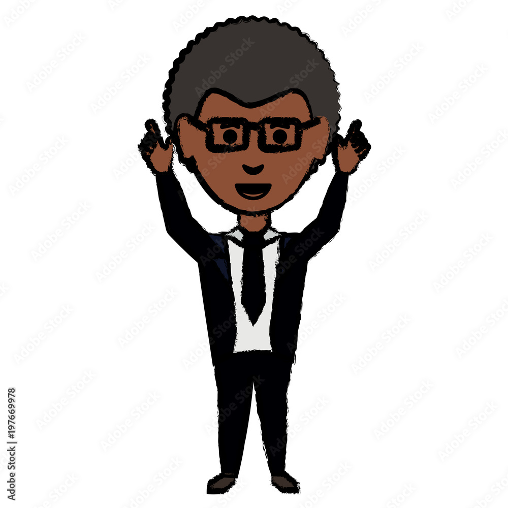 cartoon young businessman standing icon over white background, colorful design. vector illustration