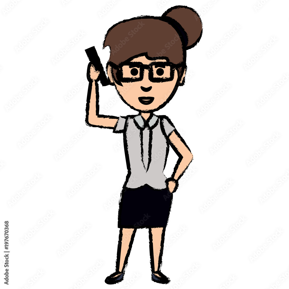 cartoon young businesswoman standing and talking on the cellphone icon over white background, colorful design. vector illustration cartoon young businesswoman standing and talking on the cellphone icon over white background, colorful design. vector illustration