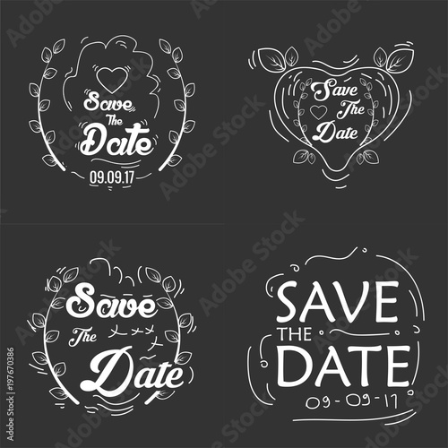 save the date typography text emblems
