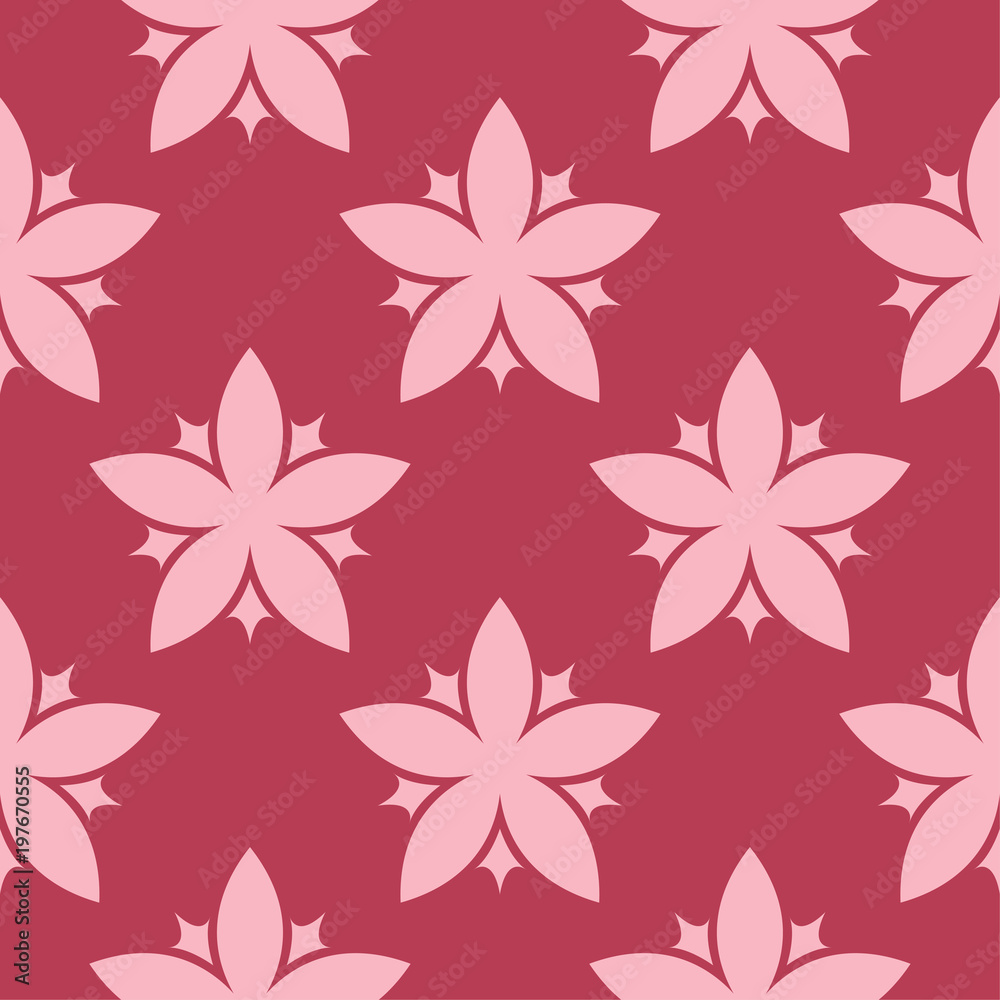 Floral seamless pattern on red background Floral seamless pattern on red background