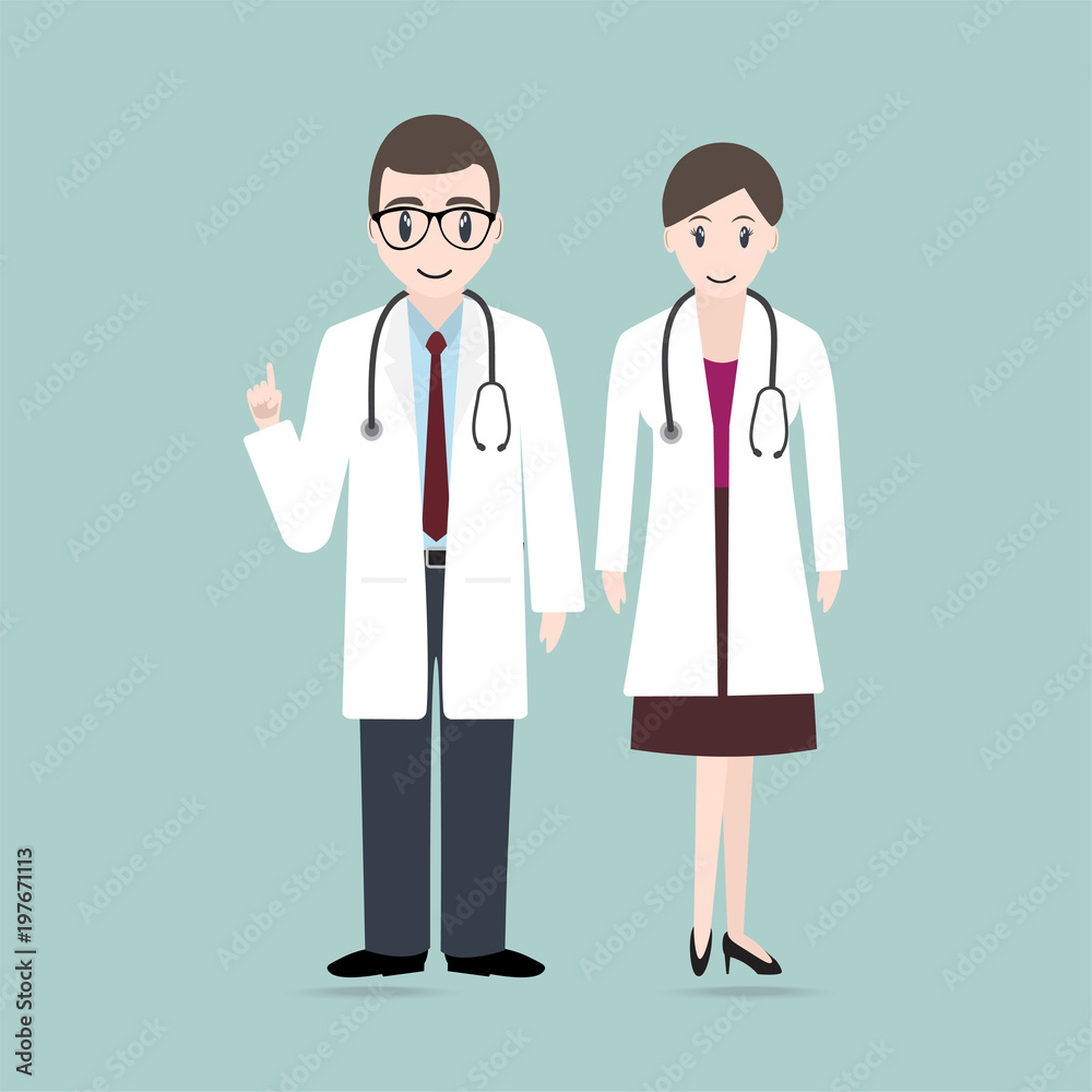 Doctor and Nurse illustration icon. Medical concept Doctor and Nurse illustration icon. Medical concept
