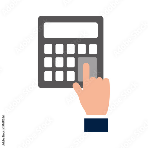 hand pressing calculator button financial  vector illustration