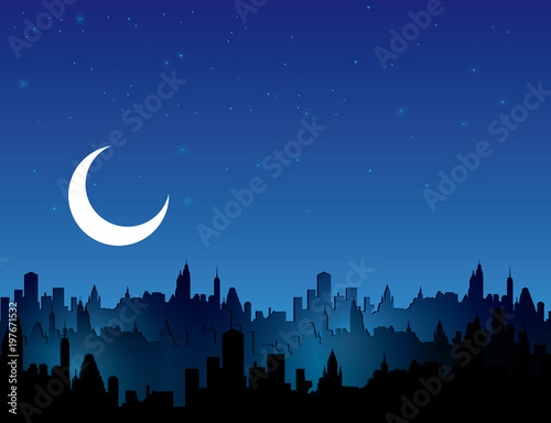 Night city vector illustration.