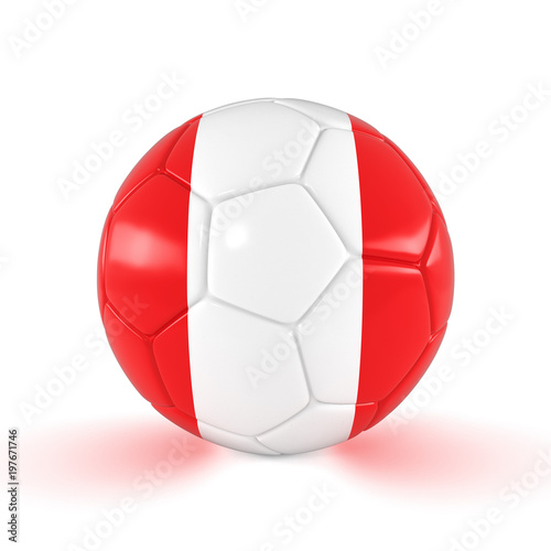 Fu  ball mit Peru Flagge auf wei  em Hintergrund