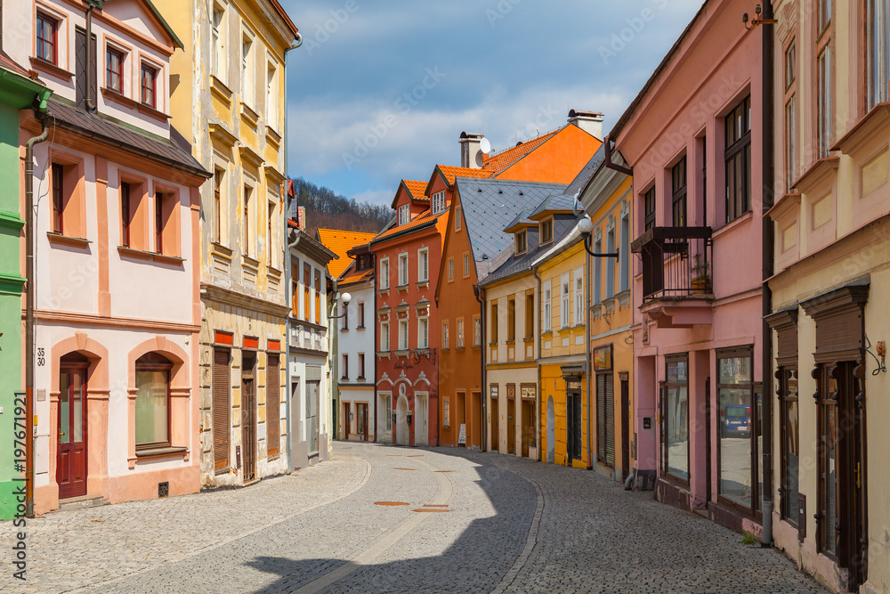 LOKET, CZECH PERUBLIC - APRIL 27, 2017: Street of old medieval town