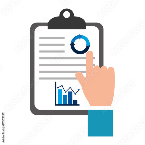 hand pointing graph statistic business report progress  vector illustration