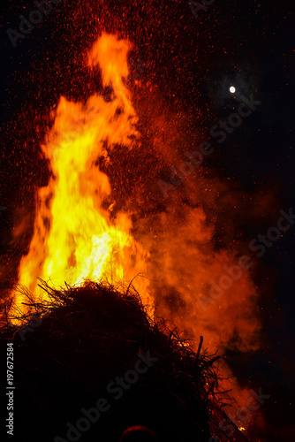 traditional fire on a party with people