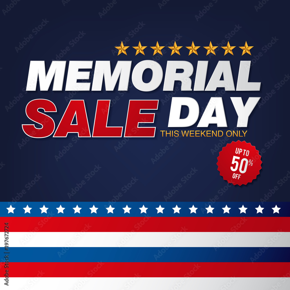 Fototapeta premium Memorial day sale banner template design