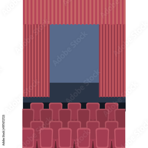 theater cinema curtains and seats   vector illustration