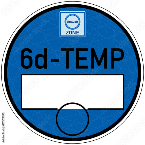 tbes6 TemplateBlueEnvironmentSticker tbes - Designmuster Vorschlag - Blaue Plakette für Fahrzeuge mit Abgasstandard: Euro 6d-TEMP - Diesel - Luftreinhalteplan / Blaue Umweltzone - xxl g5938 photo