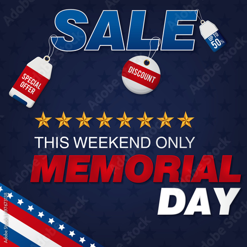 Memorial day sale banner template design
