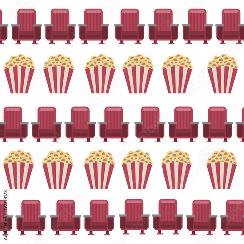 cinema background popcorn and seats   vector illustration