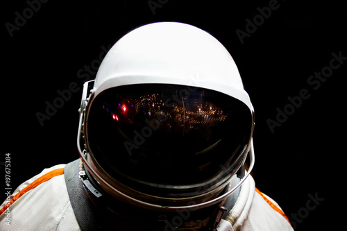 Astronaut in shadow, isolated. Cosmonaut's space suit,Gagarin