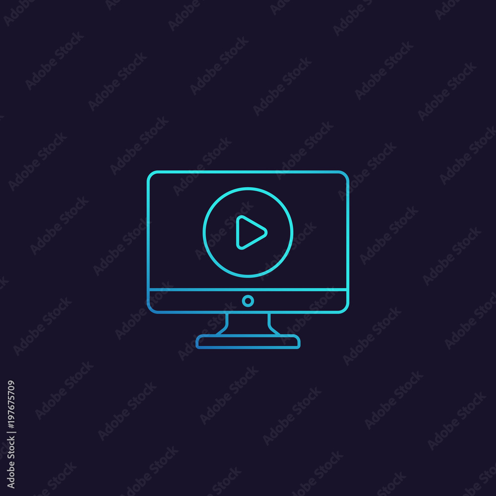 play video vector linear icon