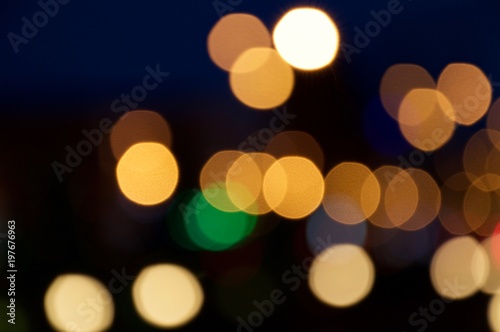 Abstract background with lights bokeh effect at night