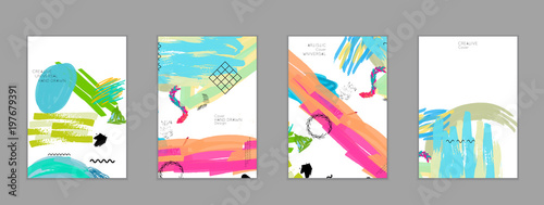 Abstract collage made with scribbles  markercanyon strokesblack geometric shapes