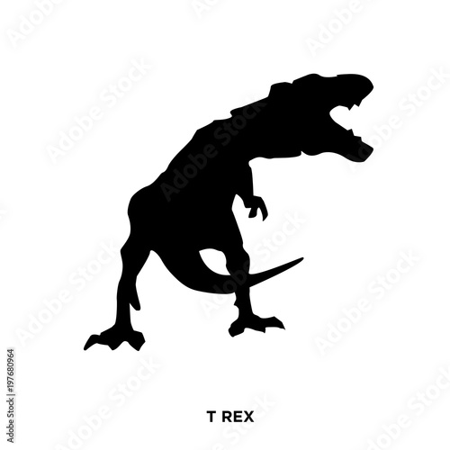 t rex silhouette on white background roaring