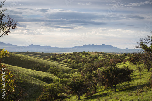 Cloudy monsoon sky over Sonoita, Arizona ranch land