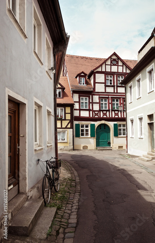 Typical street of old european town, toned