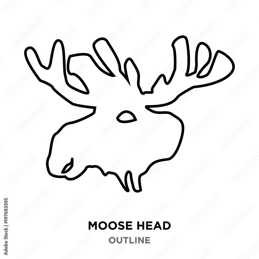 moose head outline on white background moose head outline on white background