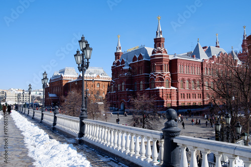 View of the Moscow museum near the Kremlin, lights