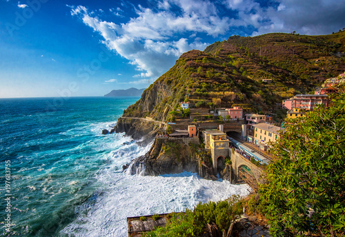 Fototapeta Naklejka Na Ścianę i Meble -  Manarola railway station, Cinque Terre, Italy
