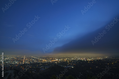 The famous Los Angeles downtown skyline
