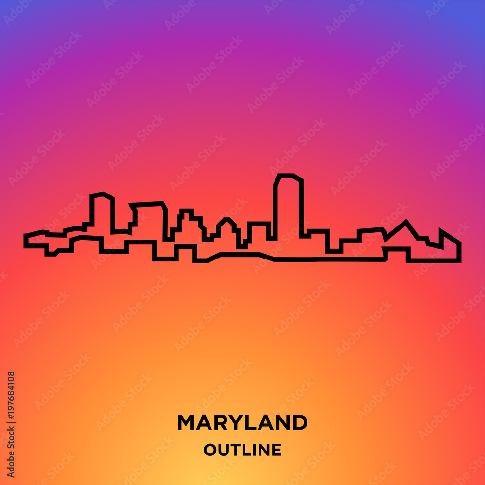 Fototapeta premium maryland outline on purple background