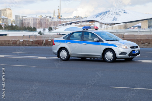 Russian police car on the road