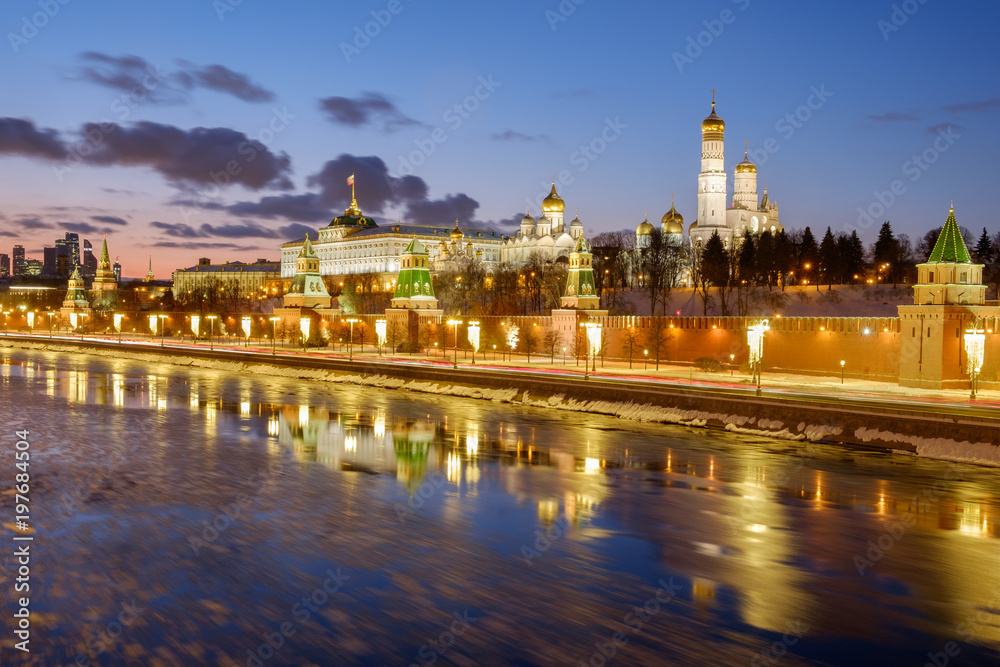 The Moscow Kremlin, the frozen river